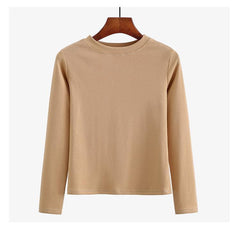 Casual Solid Color Round Neck Long Sleeve T-Shirt