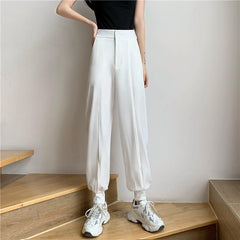 Casual Summer Ankle Cuff Open Knees Solid Colors Pants