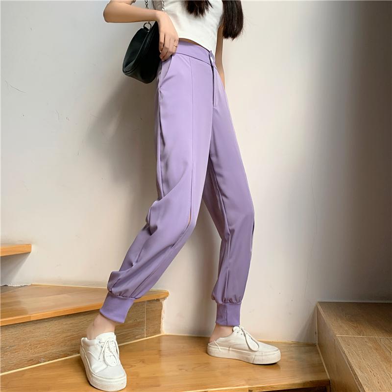 Casual Summer Ankle Cuff Open Knees Solid Colors Pants