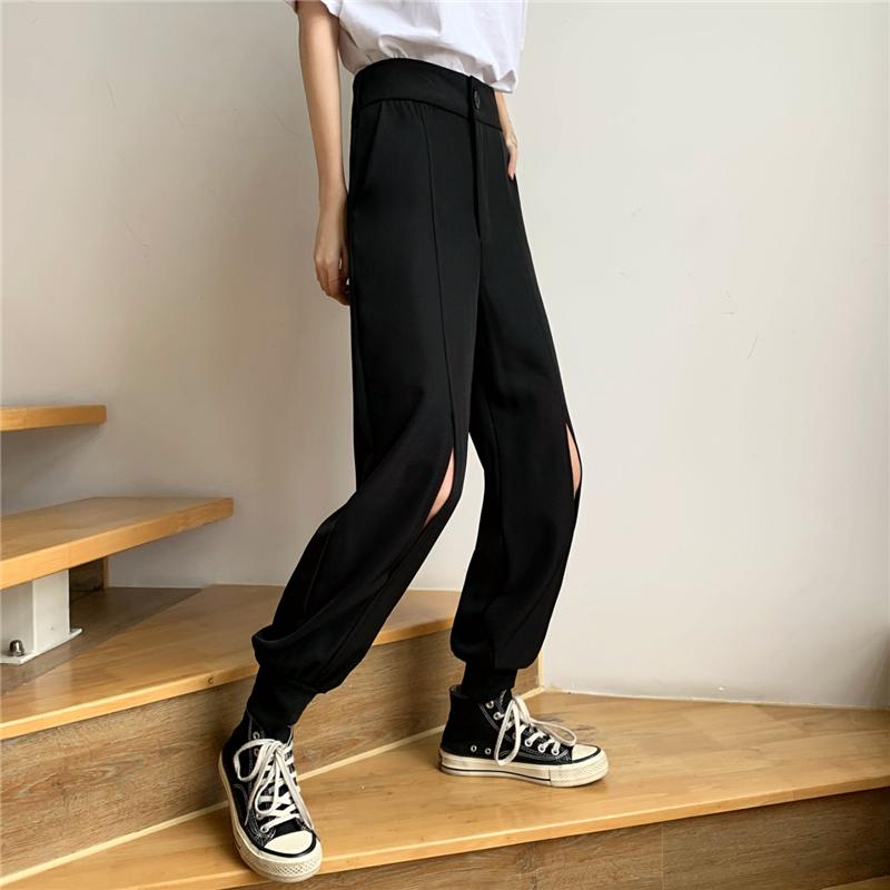 Casual Summer Ankle Cuff Open Knees Solid Colors Pants