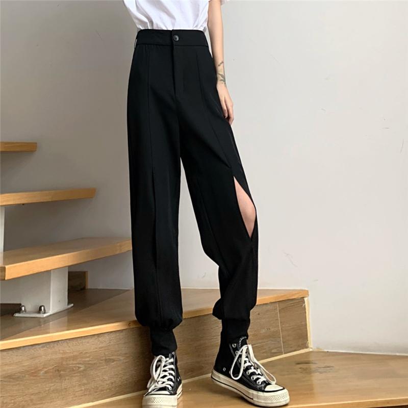 Casual Summer Ankle Cuff Open Knees Solid Colors Pants