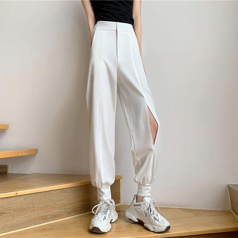 Casual Summer Ankle Cuff Open Knees Solid Colors Pants