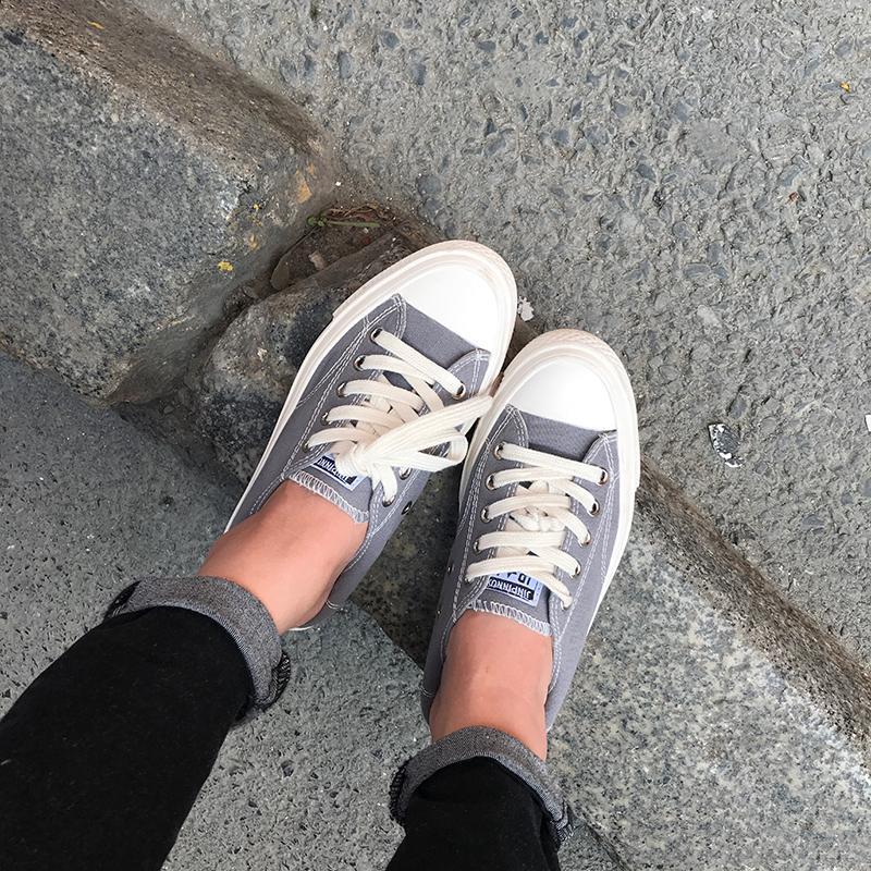 Casual White Toe Lace Up Canvas Sneakers