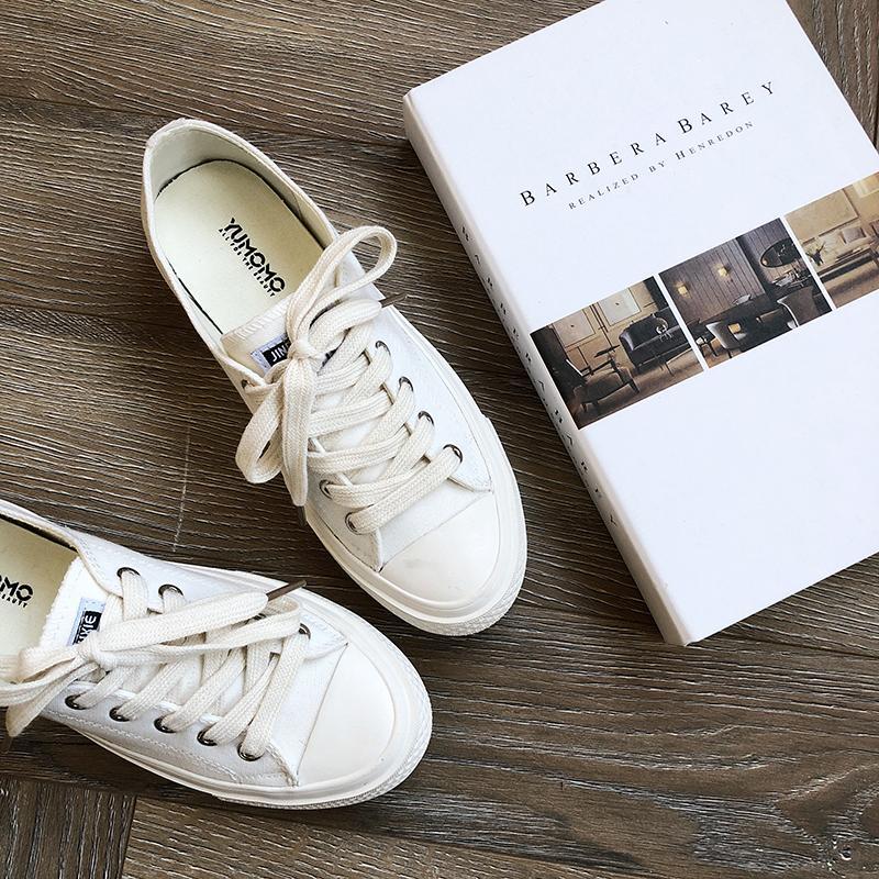 Casual White Toe Lace Up Canvas Sneakers