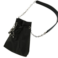 Chain Grunge Aesthetic Pu Leather Bucket Bag