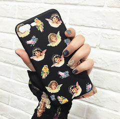 Cherubs Hands Flowers Black Iphone Cover Case