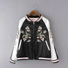 China Floral Embroidery Silk Bomber Jacket