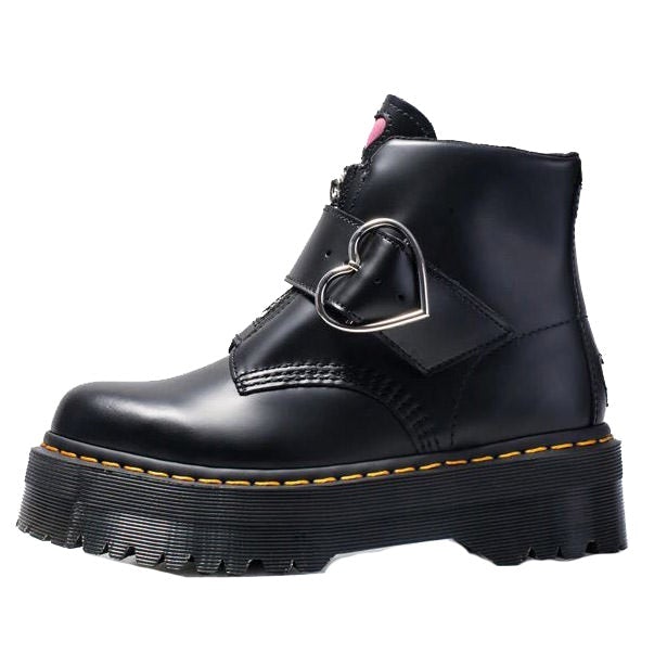 Classic Design Metal Heart Buckle Thick Sole Boots