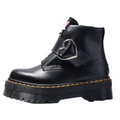 Classic Design Metal Heart Buckle Thick Sole Boots