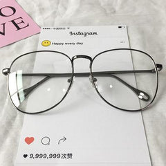 Clear Round Square Metallic Frame Korean Glasses