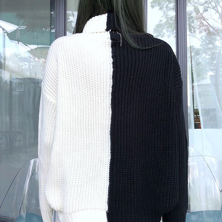 Color Block Internet Girl Loose Knitted Sweater