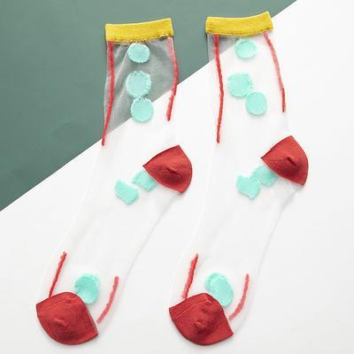 Colorful Dots Medium Thin Transparent Mesh Socks