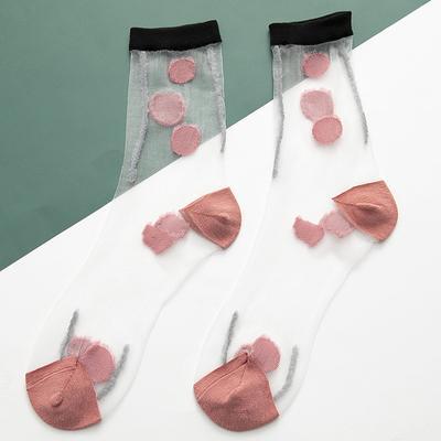 Colorful Dots Medium Thin Transparent Mesh Socks