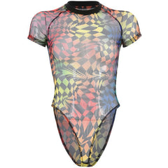 Colorful Geometric Printed Round Neck Bodysuit