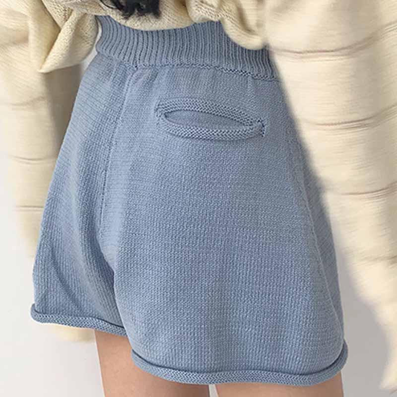 Comfy Basic Knitted Elastic Waist Shorts