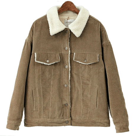Sale Corduroy Collar Outwear Jacket Natural Colors