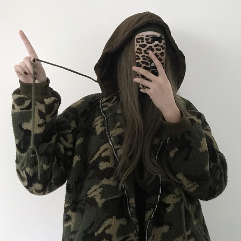 Curly Green Military Color Oversize Outwear Jacket