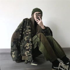 Curly Green Military Color Oversize Outwear Jacket