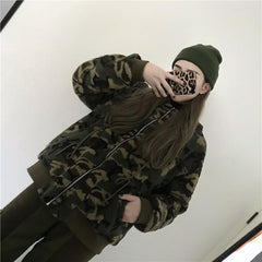 Curly Green Military Color Oversize Outwear Jacket