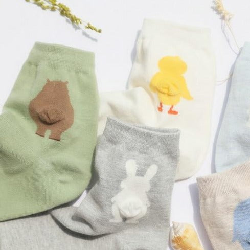 Cute Animals Volume Booty Ankle Soft Colors Socks