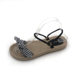 Cute Bow Wooden Flat Summer Sandals