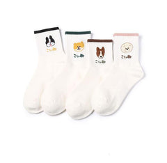 Cute Dog Embroidery Pets Socks