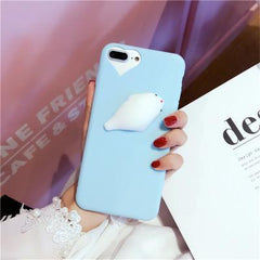 Cute Paw And Seal Squishy Rubber Iphone Case