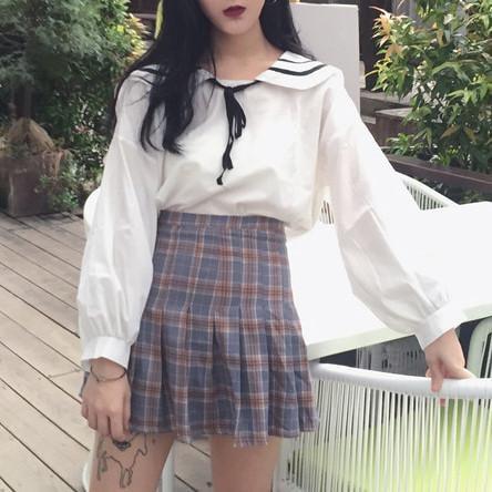 Cute Sailor Collar Bow Long Volume Sleeve