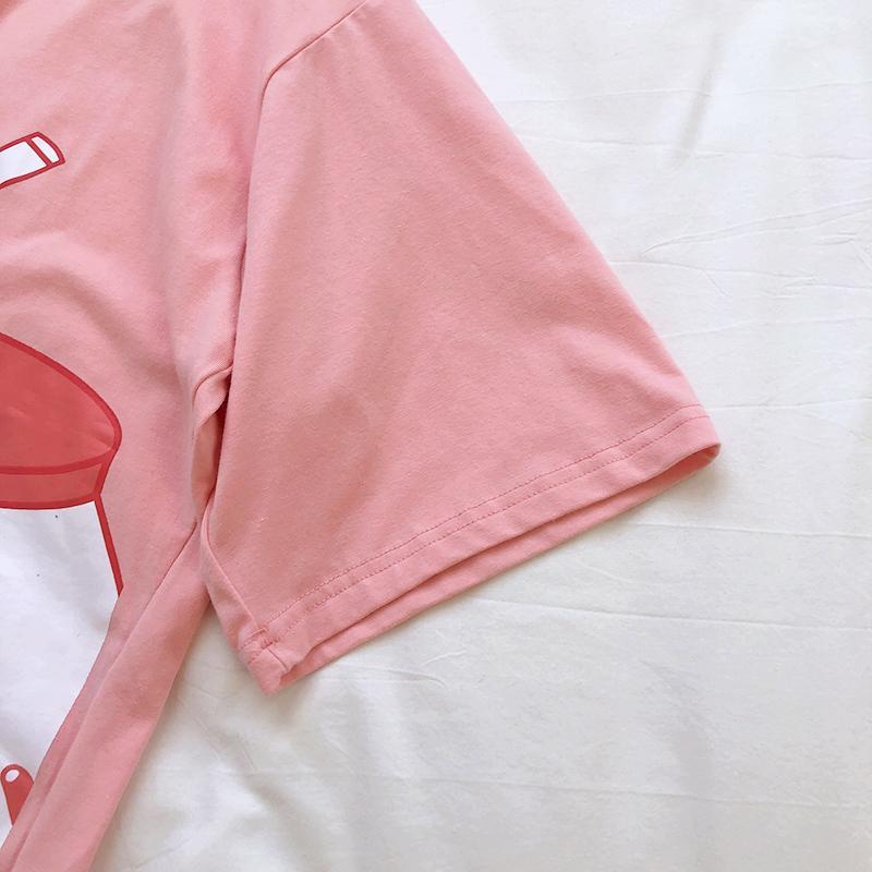 Cute Strawberry Milk Box Printed Oversized T-Shirt