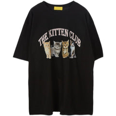 Bonita camiseta extragrande con estampado vintage del Club de Gatitos 