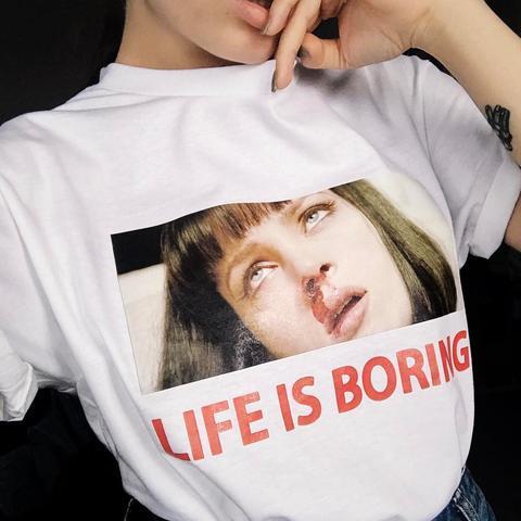 D Life Is Boring Mia Wallace Pulp Fiction T-Shirt