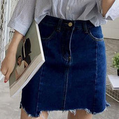 Denim Sewed Lines Jean Skirt