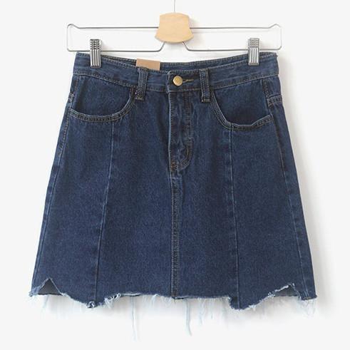 Denim Sewed Lines Jean Skirt