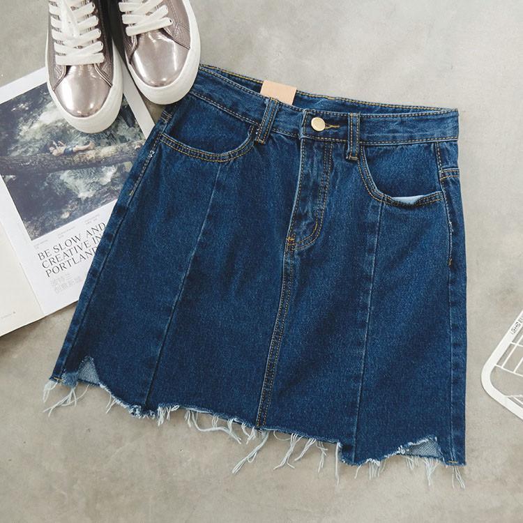 Denim Sewed Lines Jean Skirt