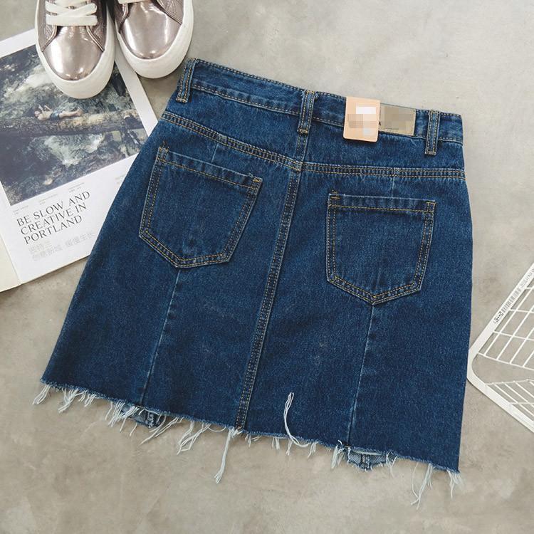 Denim Sewed Lines Jean Skirt