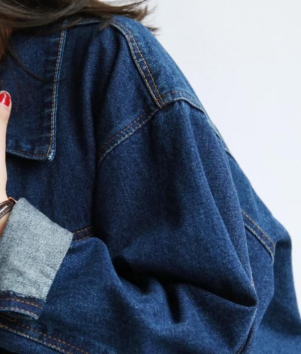 Denim Wite Fluffy Collar Buttons Outwear Warm Jacket