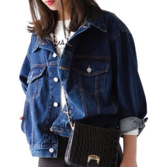 Denim Wite Fluffy Collar Buttons Outwear Warm Jacket