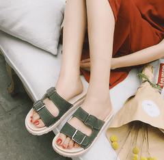 Double Buckle Open Flat Summer Zin Sandals