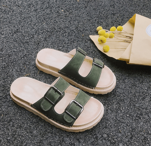 Double Buckle Open Flat Summer Zin Sandals