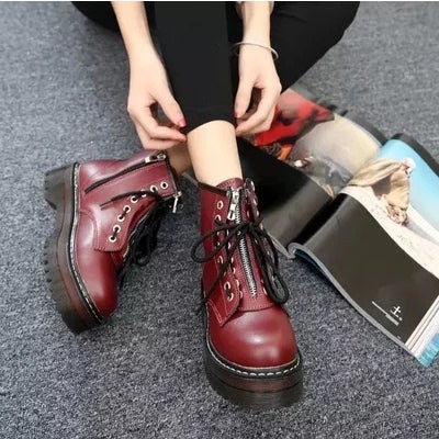 Egirl Aesthetic Faux Zipper Thick Sole Boots