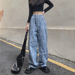 Egirl Outfit Blue Denim Baggy Wide Leg Jeans