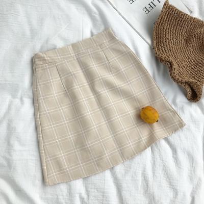 Elegant Vintage Plaid Pencil Pastel Colour Skirt