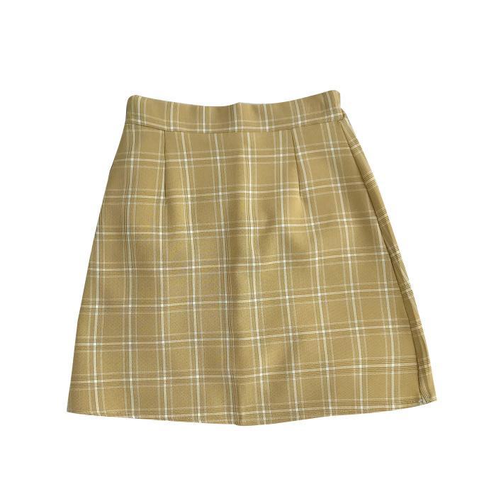 Elegant Vintage Plaid Pencil Pastel Colour Skirt