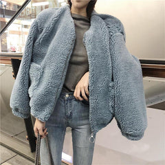 Faux Fur Loose Warm Curly Plush Outwear Jacket