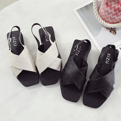 Flat Heel Black Summer Open Minimalistic Sandals