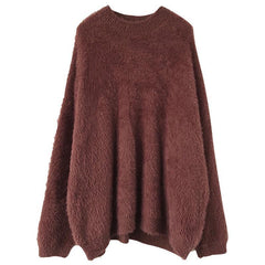 Fluffy Velvety Warm Round Neck Loose Sweater