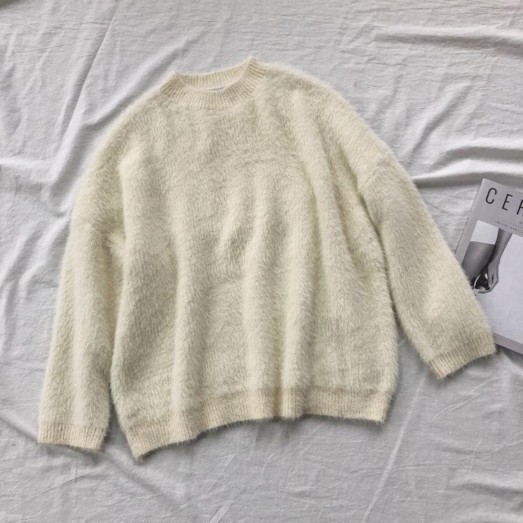 Fluffy Velvety Warm Round Neck Loose Sweater