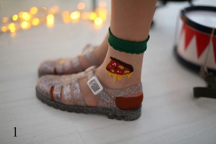 Food Embroidery Transparent Socks