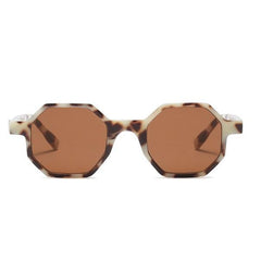 Sonnenbrille mit geometrischem achteckigem Rahmen aus Kunststoff 