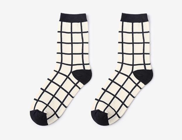 Geometric Printing Checkered Striped Socks